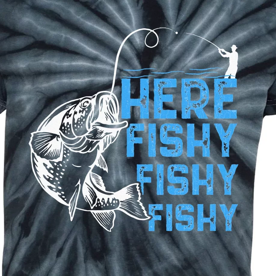 Here Fishy Funny Fishkeeping Aquarist Aquarium Graphic Kids Tie-Dye T-Shirt