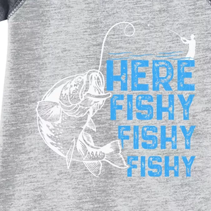 Here Fishy Funny Fishkeeping Aquarist Aquarium Graphic Infant Baby Jersey Bodysuit