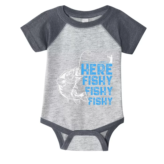 Here Fishy Funny Fishkeeping Aquarist Aquarium Graphic Infant Baby Jersey Bodysuit