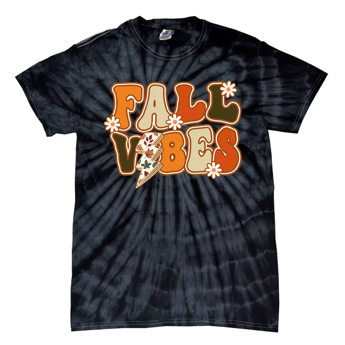 Hello Fall Floral Retro Vibes Tie-Dye T-Shirt