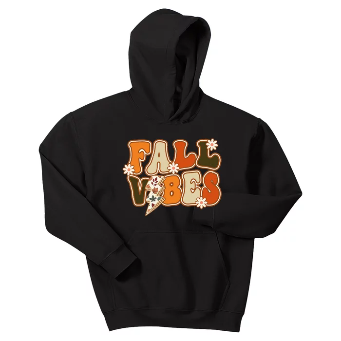 Hello Fall Floral Retro Vibes Kids Hoodie