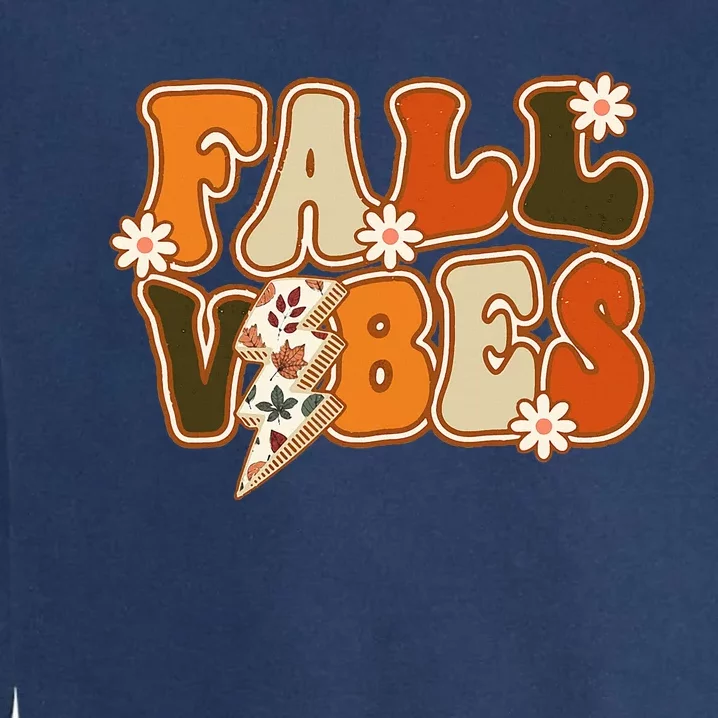 Hello Fall Floral Retro Vibes Garment-Dyed Sweatshirt