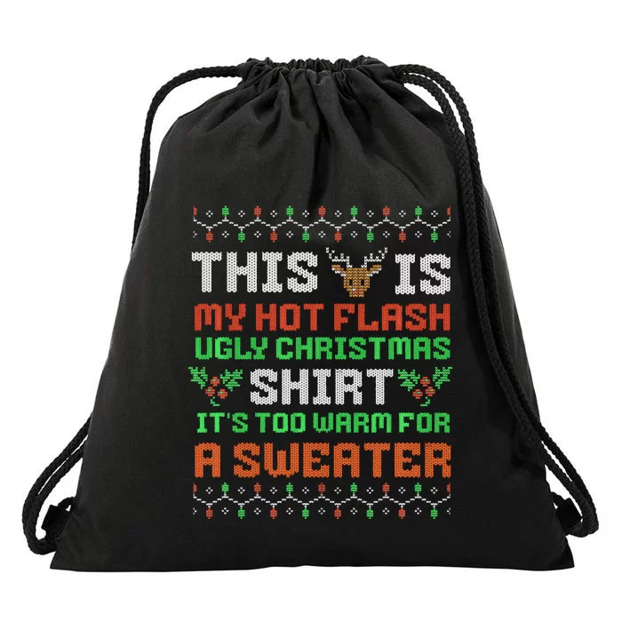 Hot Flash Funny Ugly Christmas Sweaters  Menopause Drawstring Bag