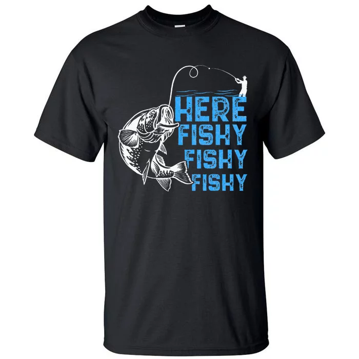 Here Fishy Funny Fishkeeping Aquarist Aquarium Graphic Tall T-Shirt