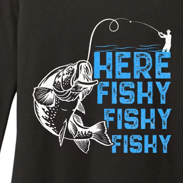 Here Fishy Funny Fishkeeping Aquarist Aquarium Graphic Womens CVC Long Sleeve Shirt