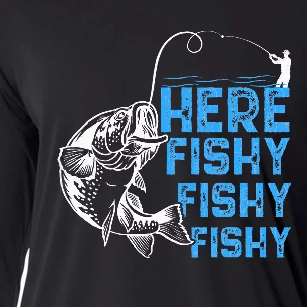 Here Fishy Funny Fishkeeping Aquarist Aquarium Graphic Cooling Performance Long Sleeve Crew