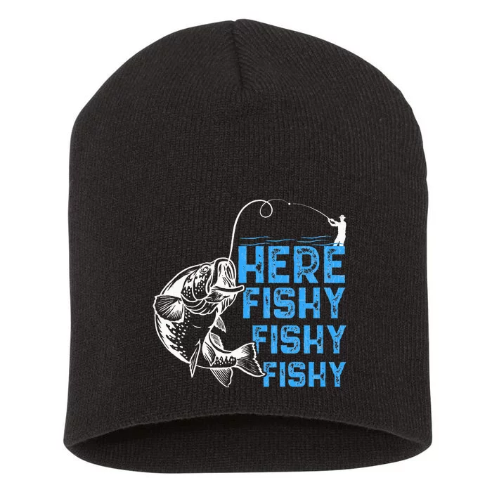 Here Fishy Funny Fishkeeping Aquarist Aquarium Graphic Short Acrylic Beanie