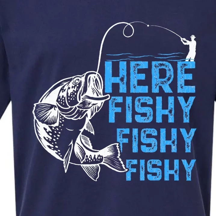 Here Fishy Funny Fishkeeping Aquarist Aquarium Graphic Sueded Cloud Jersey T-Shirt