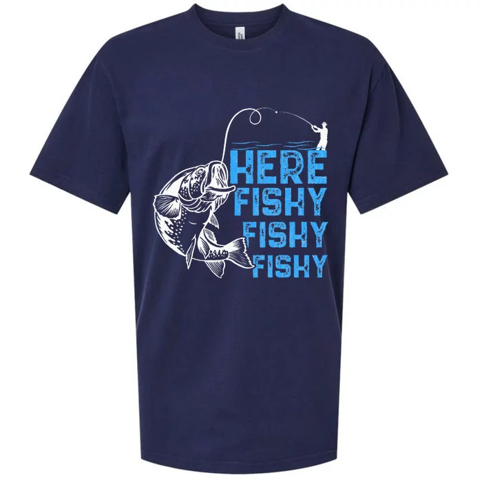 Here Fishy Funny Fishkeeping Aquarist Aquarium Graphic Sueded Cloud Jersey T-Shirt