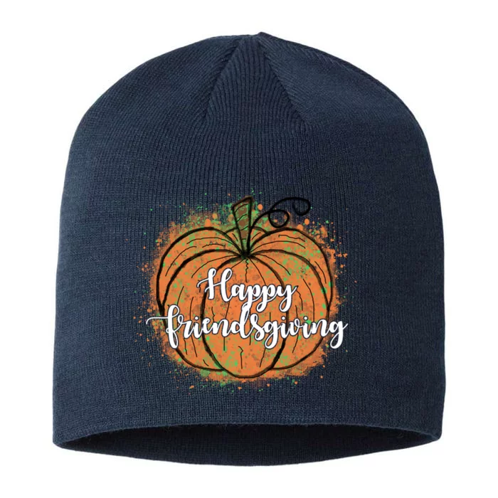 Happy Friendsgiving Fall Pumpkin Gift 8 1/2in Sustainable Knit Beanie