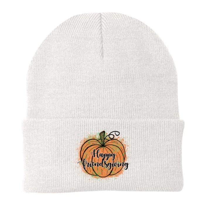 Happy Friendsgiving Fall Pumpkin Gift Knit Cap Winter Beanie