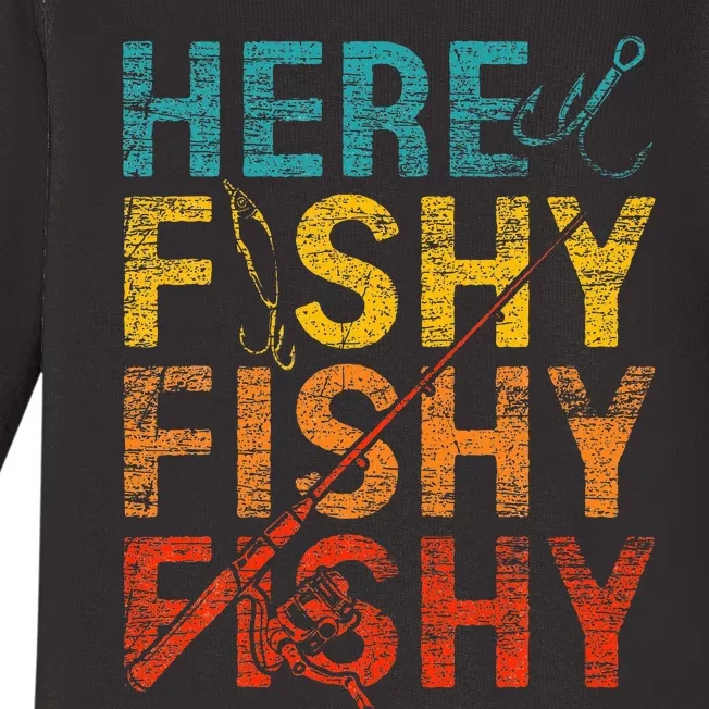 Here Fishy Fishy Fishy Baby Long Sleeve Bodysuit