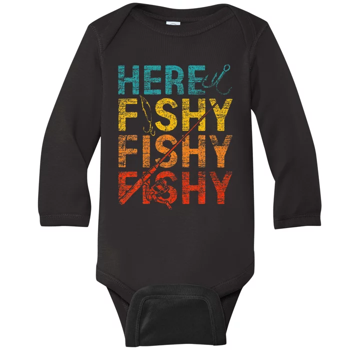 Here Fishy Fishy Fishy Baby Long Sleeve Bodysuit