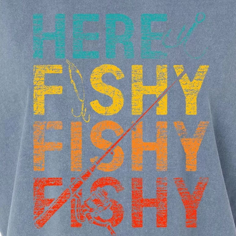 Here Fishy Fishy Fishy Garment-Dyed Women's Muscle Tee