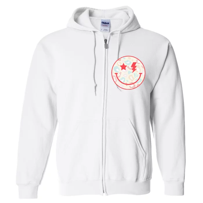 Happy Face Floral Preppy Aesthetic Smiling Face Full Zip Hoodie