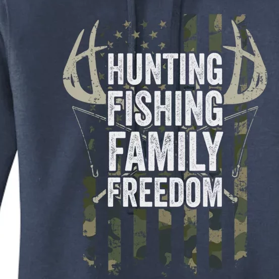 Hunting Fishing Family And Freedom Cool Gift Usa Flag Fisher Hunter Gift Women's Pullover Hoodie