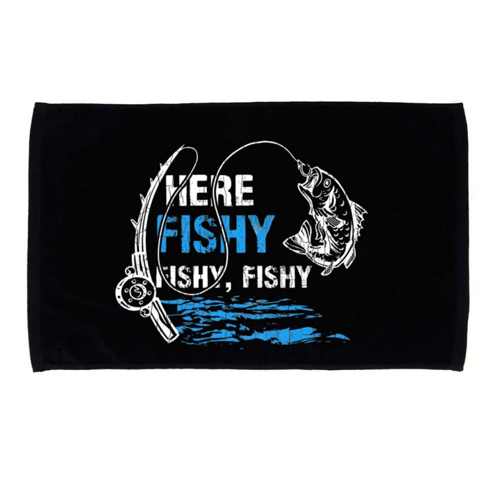 Here Fishy Funny Fishing Fishermen Fish Graphic Microfiber Hand Towel