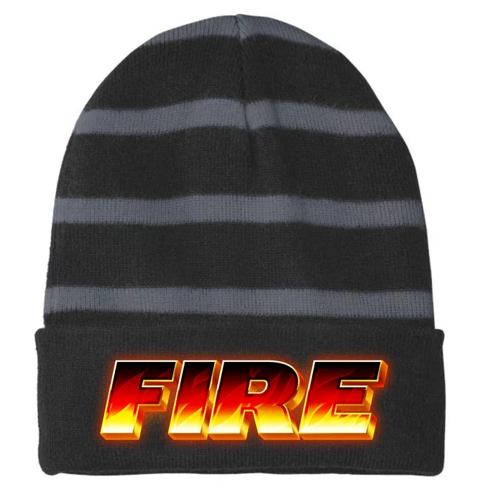 Hot Fire Flames Striped Beanie with Solid Band