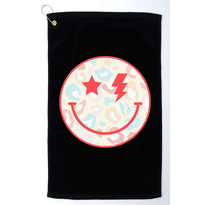 Happy Face Floral Preppy Aesthetic Smiling Face Platinum Collection Golf Towel