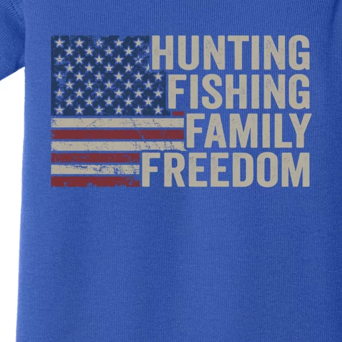 Hunting Fishing Family And Freedom / Usa Flag Fisher Hunter Cool Gift Baby Bodysuit