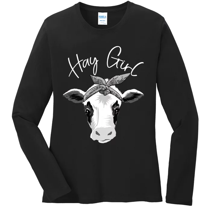 Hay Farmer Funny Cattle Cow Farm Lovers Gift 4897 Ladies Long Sleeve Shirt