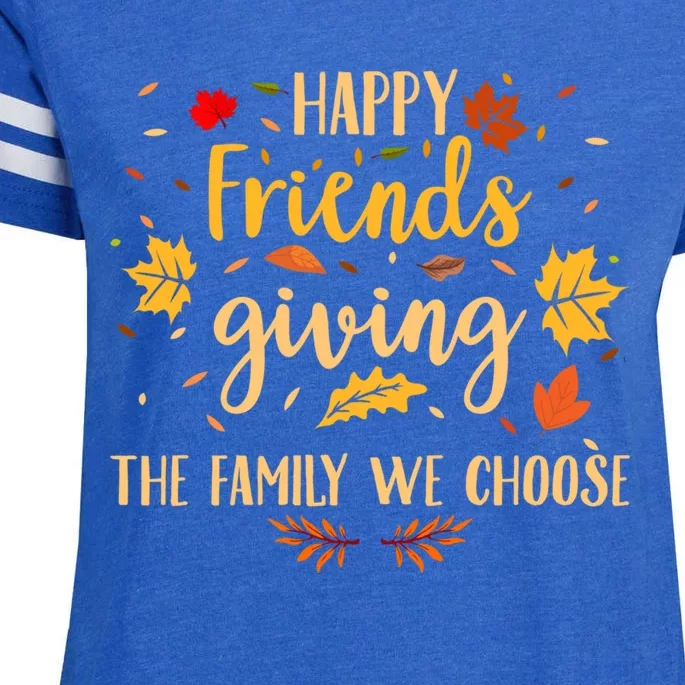 Happy Friendsgiving Friends And Family Fall Thanksgiving Cute Gift Enza Ladies Jersey Football T-Shirt