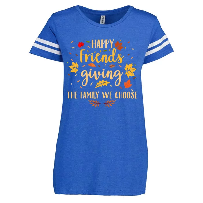 Happy Friendsgiving Friends And Family Fall Thanksgiving Cute Gift Enza Ladies Jersey Football T-Shirt