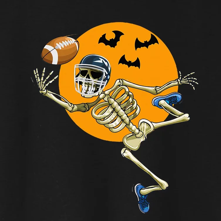 Halloween Football Fan Costume American Football Skeleton Women's Crop Top Tee