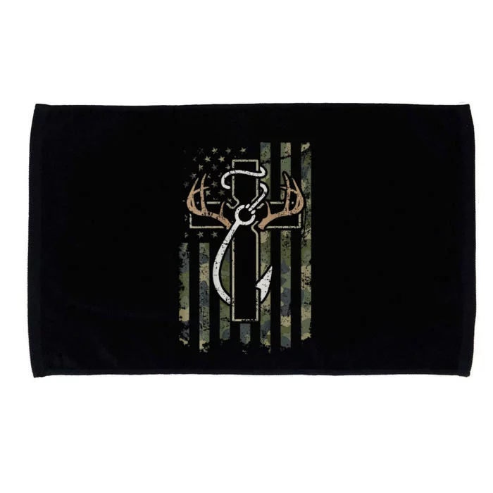 Hunting Fishing Faith Hunter Fisherman Camo Usa On Back Microfiber Hand Towel