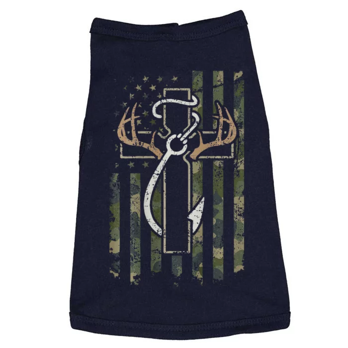 Hunting Fishing Faith Hunter Fisherman Camo Usa On Back Doggie Tank