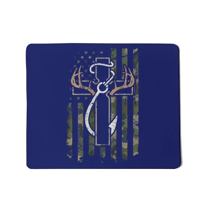 Hunting Fishing Faith Hunter Fisherman Camo Usa On Back Mousepad