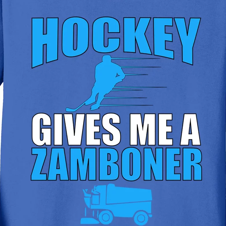 Hockey Fan Funny Gift Hockey Gives Me A Zamboner Funny Hockey Gift Kids Long Sleeve Shirt