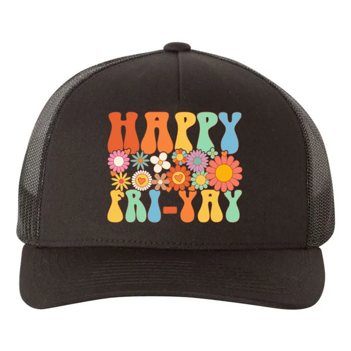 Happy Fri-Yay Friday Lovers Fun Teacher Groovy Yupoong Adult 5-Panel Trucker Hat