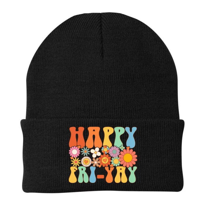 Happy Fri-Yay Friday Lovers Fun Teacher Groovy Knit Cap Winter Beanie