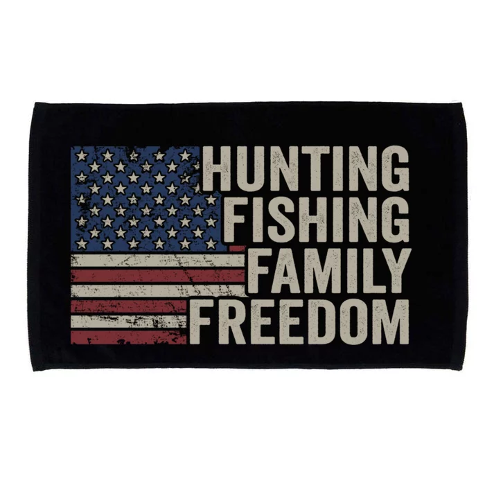 Hunting Fishing Family And Freedom / Usa Flag Fisher Hunter Gift Microfiber Hand Towel