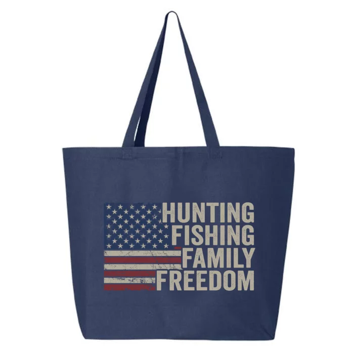 Hunting Fishing Family And Freedom / Usa Flag Fisher Hunter Gift 25L Jumbo Tote