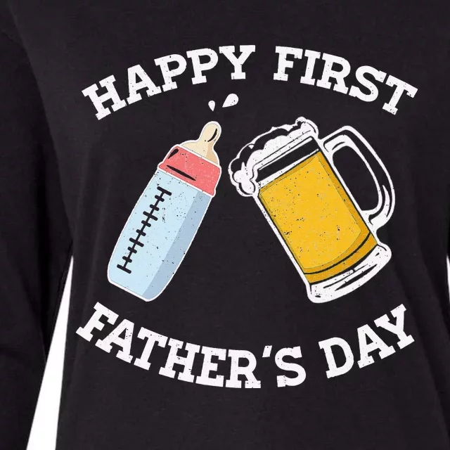 Happy First Father's Day New Dad Gift Womens Cotton Relaxed Long Sleeve T-Shirt