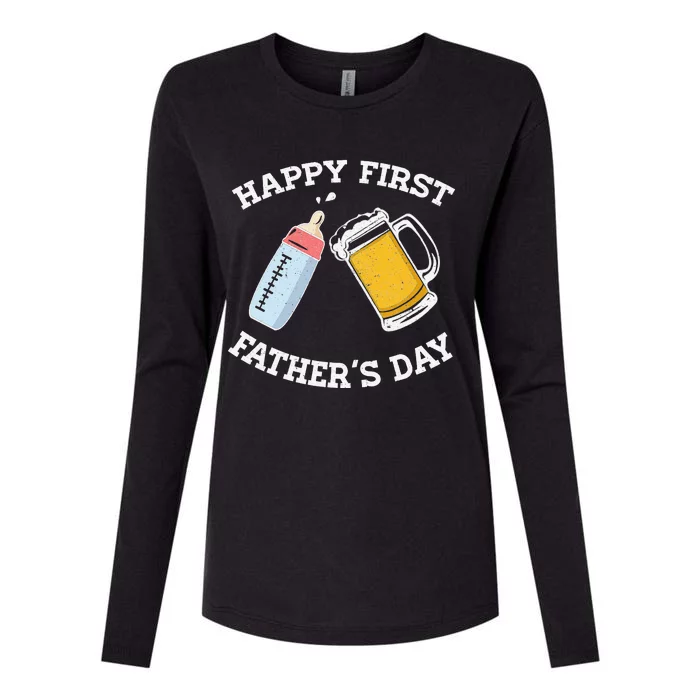 Happy First Father's Day New Dad Gift Womens Cotton Relaxed Long Sleeve T-Shirt