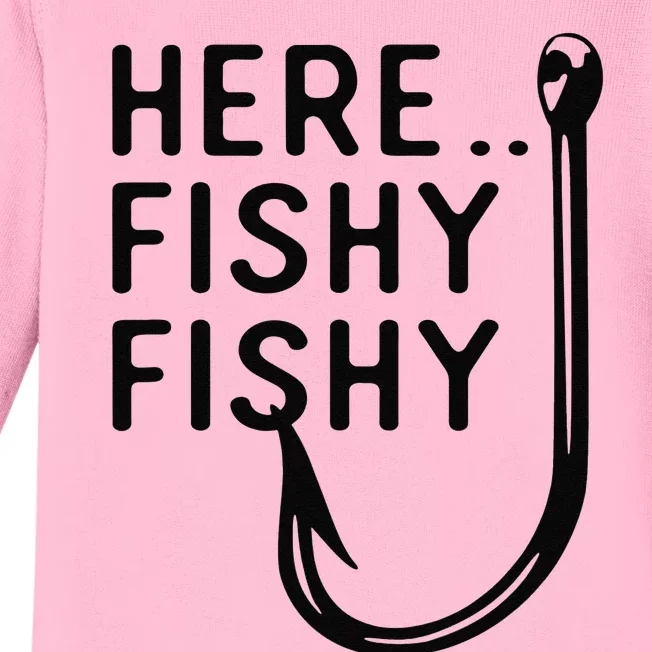 Here Fishy Fishy Baby Long Sleeve Bodysuit