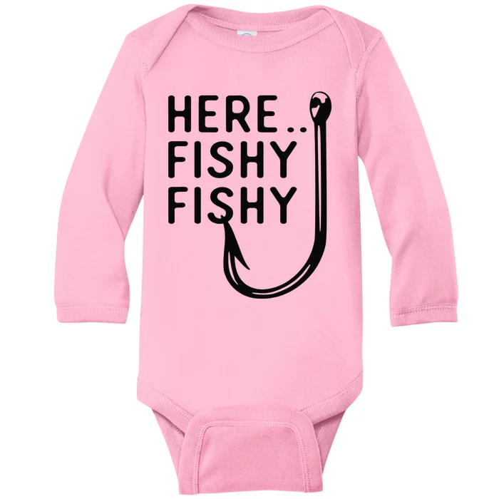 Here Fishy Fishy Baby Long Sleeve Bodysuit