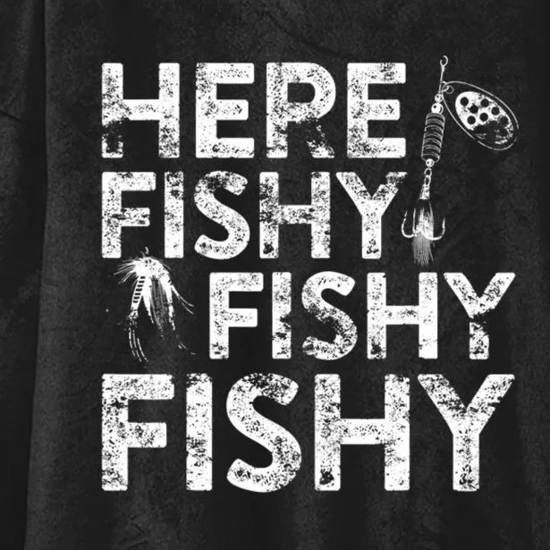 Here Fishy Fishy Fishy Fisherman Hooded Wearable Blanket