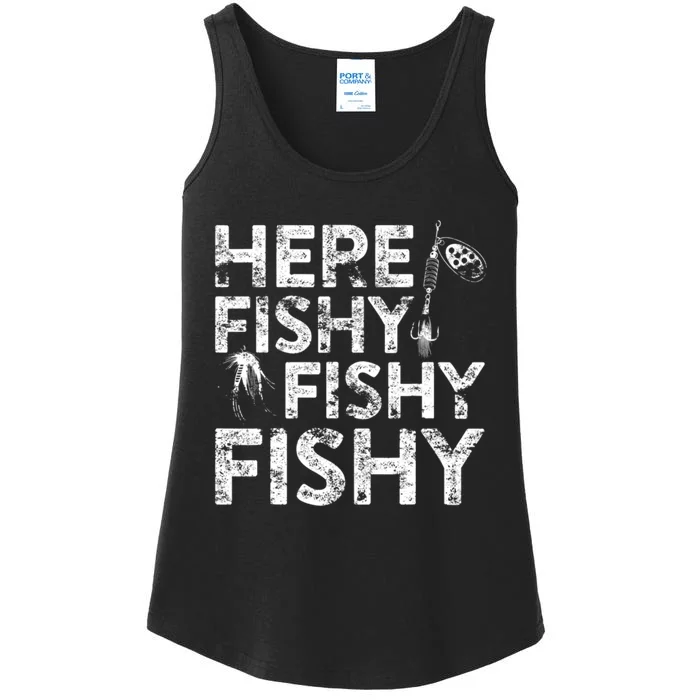 Here Fishy Fishy Fishy Fisherman Ladies Essential Tank