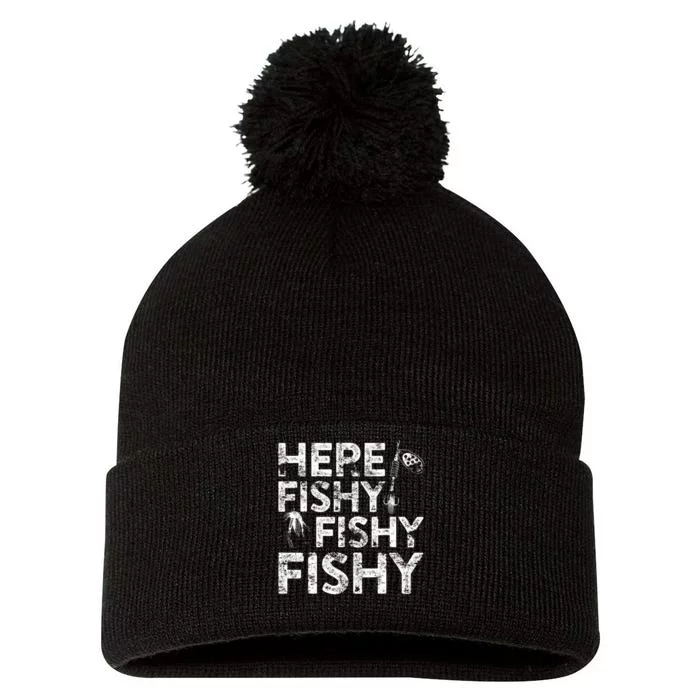 Here Fishy Fishy Fishy Fisherman Pom Pom 12in Knit Beanie