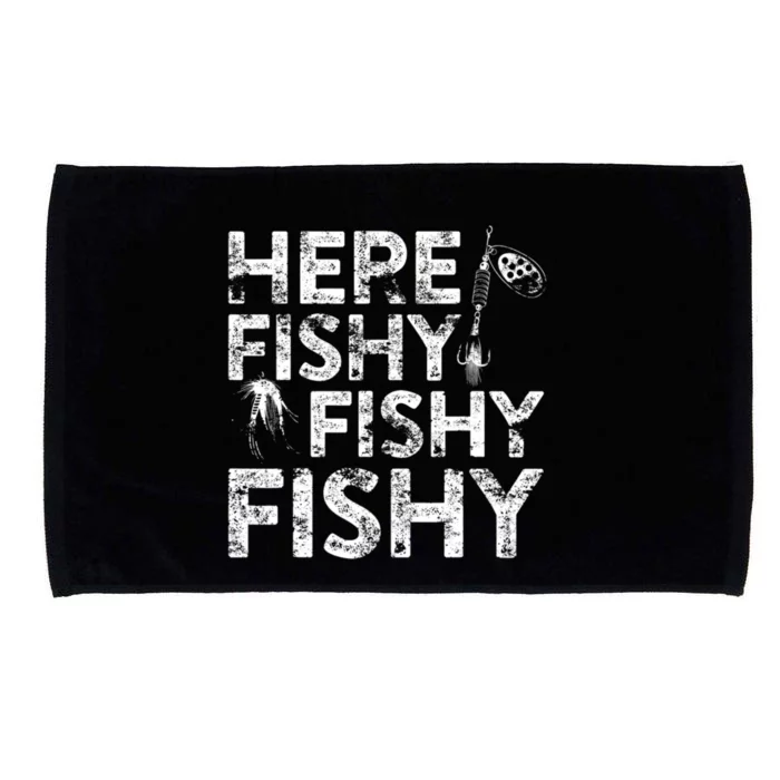 Here Fishy Fishy Fishy Fisherman Microfiber Hand Towel