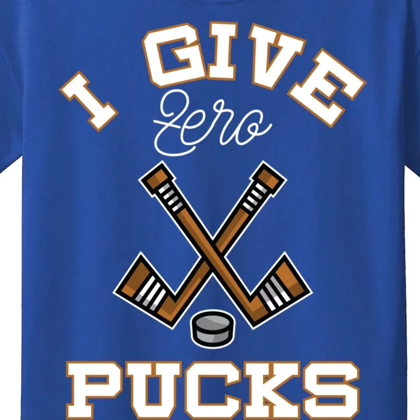 Hockey Field Funny Sports Pun I Give Zero Pucks Gift Kids T-Shirt