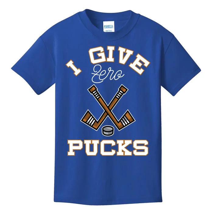 Hockey Field Funny Sports Pun I Give Zero Pucks Gift Kids T-Shirt