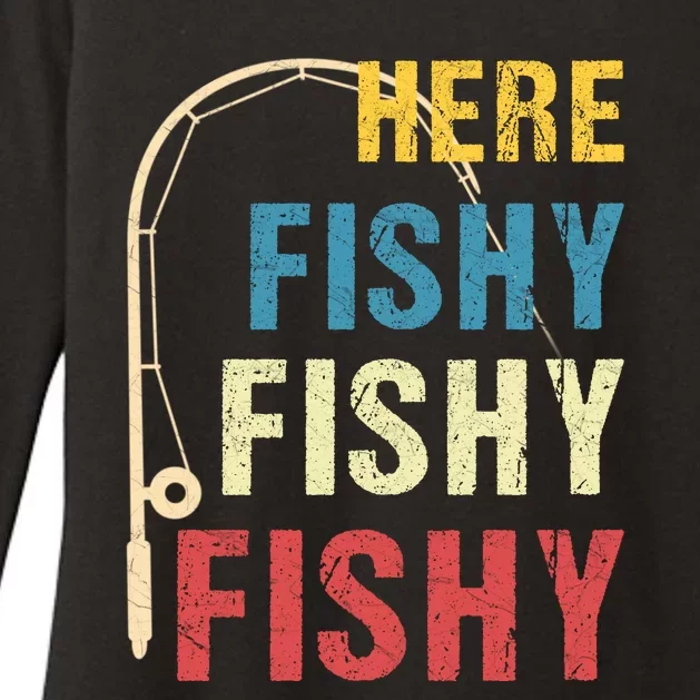 Here Fishy Fishy Fishy Womens CVC Long Sleeve Shirt