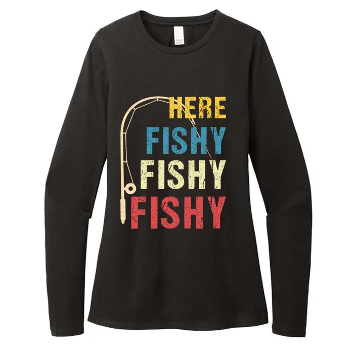 Here Fishy Fishy Fishy Womens CVC Long Sleeve Shirt