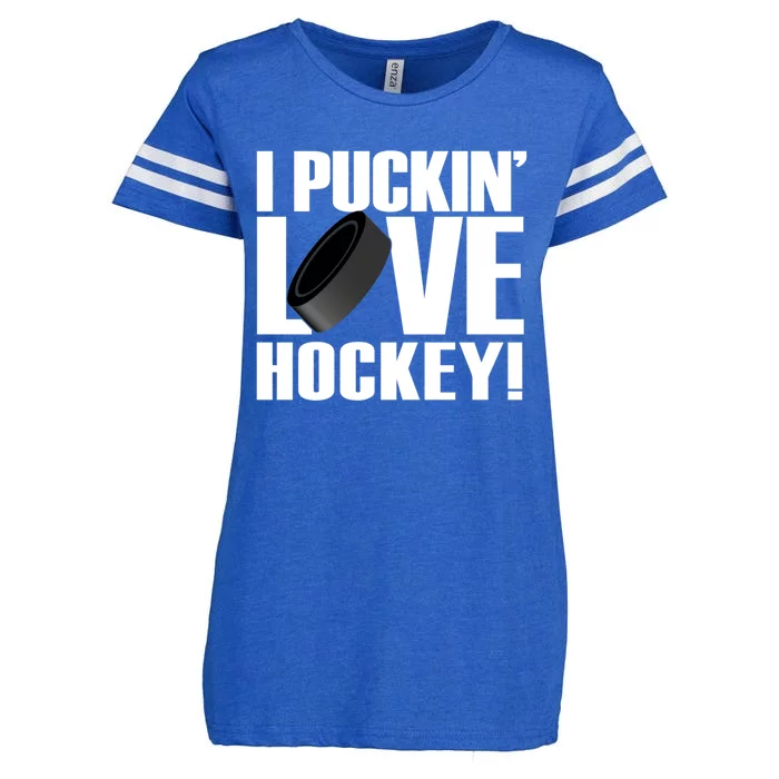 Hockey Fan Funny I Puckin Love Hockey Gift Enza Ladies Jersey Football T-Shirt