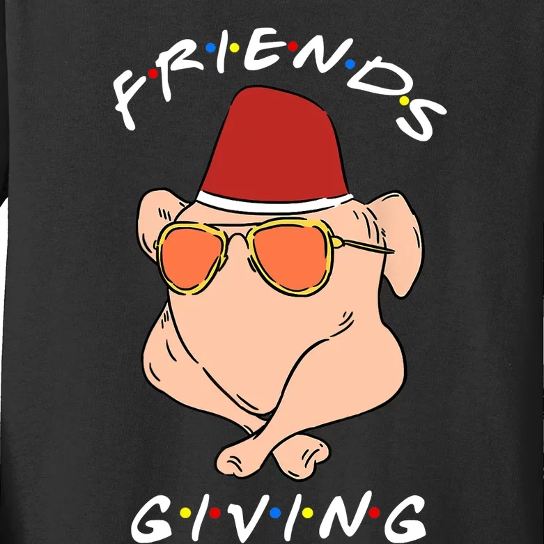 Happy Friendsgiving Funny Turkey Friends Giving Thanksgiving Kids Long Sleeve Shirt